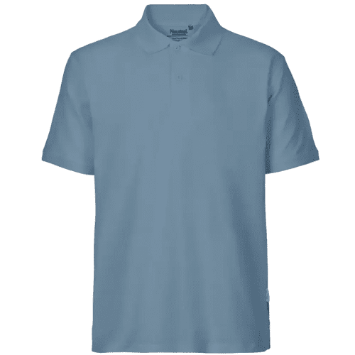 Printed Neutral Mens Fairtrade Organic Polo Shirt in Dusty Indigo from Total Merchandise