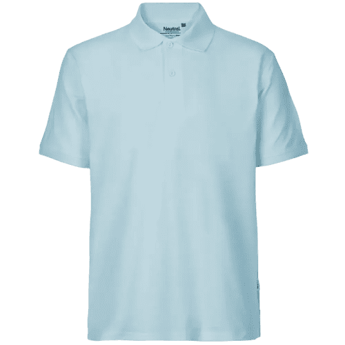 Printed Neutral Mens Fairtrade Organic Polo Shirt in Light Blue from Total Merchandise