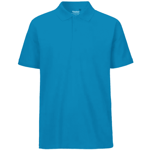 Personalised Neutral Mens Fairtrade Organic Polo Shirt in Sapphire Blue from Total Merchandise