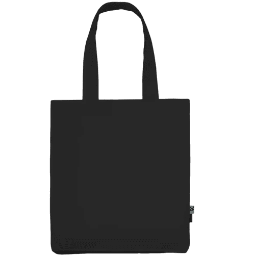 Logo printed Neutral Fairtrade Organic Twill Bag in Black from Total Merchandise