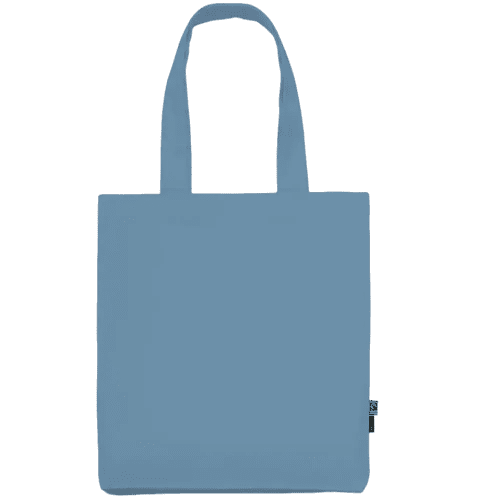 Branded Neutral Fairtrade Organic Twill Bag in Dusty Indigo from Total Merchandise
