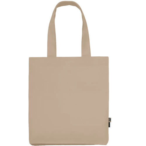 Branded Neutral Fairtrade Organic Twill Bag in Sand from Total Merchandise