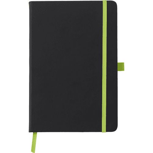 Logo Branded Soft Feel A5 Notebook in Lime Green customised with your logo from Total Merchandise