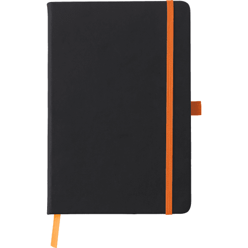 Promotional Soft Feel A5 Notebook in Orange customised with your logo from Total Merchandise