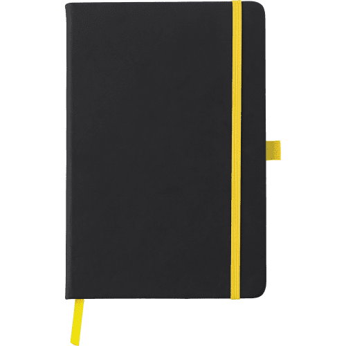 Custom Printed Soft Feel A5 Notebook in Yellow customised with your logo from Total Merchandise