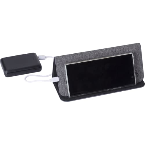 Customisable rPET Wireless Charger Mouse Mat & Phone Stand in Grey from Total Merchandise