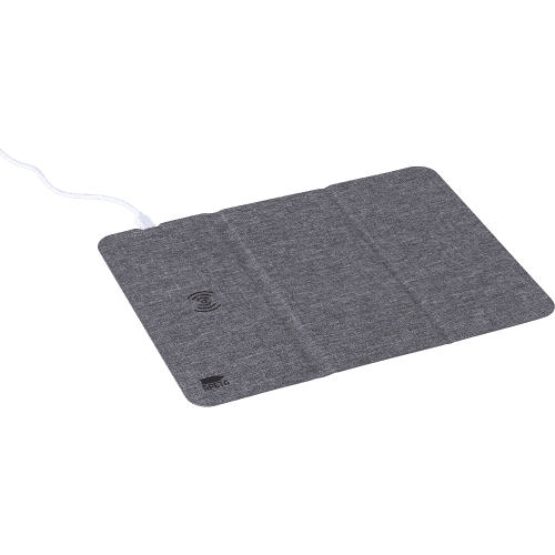 Promotional rPET Wireless Charger Mouse Mat & Phone Stand in Grey from Total Merchandise