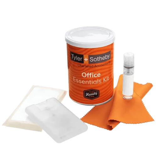 Promotional Office Essentials Handy Can Kit in Silver branded with your logo from Total Merchandise
