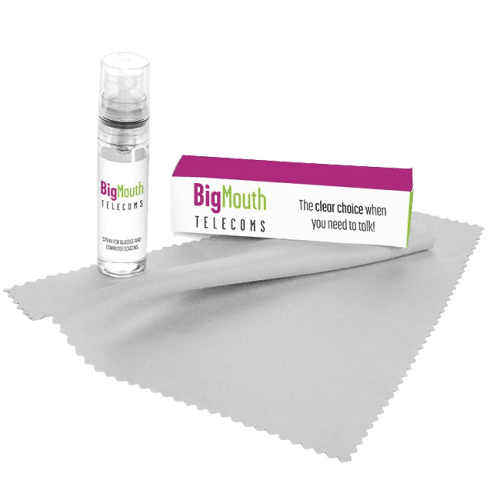 Custom Branded 2 Piece Glasses and Screen Cleaning Kit in White printed with your company logo