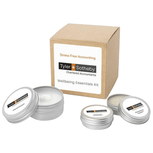 Customisable Wellbeing Essentials Kit Gift Box branded with your logo from Total Merchandise