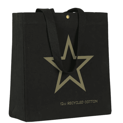 Personalisable Coloured Chevening 12oz Recycled Cotton Tote Bag in Black Blue from Total Merchandise