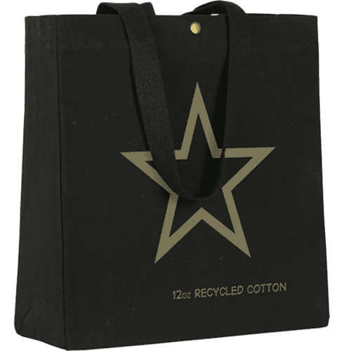 Personalisable Coloured Chevening 12oz Recycled Cotton Tote Bag in Black Blue from Total Merchandise