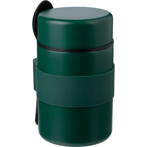 Customisable Stainless Steel Double Walled Lunch Pot in Green printed with your company logo