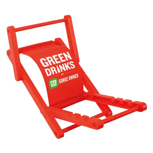 Logo Branded Mobile Phone Holder Deck Chair in Red printed with your logo from Total Merchandise