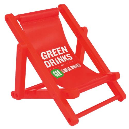 Logo Printed Mobile Phone Holder Deck Chair in Red printed with your logo from Total Merchandise