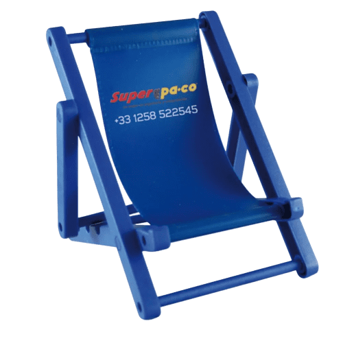 Branded Mobile Phone Holder Deck Chair in Reflex Blue printed with your logo from Total Merchandise