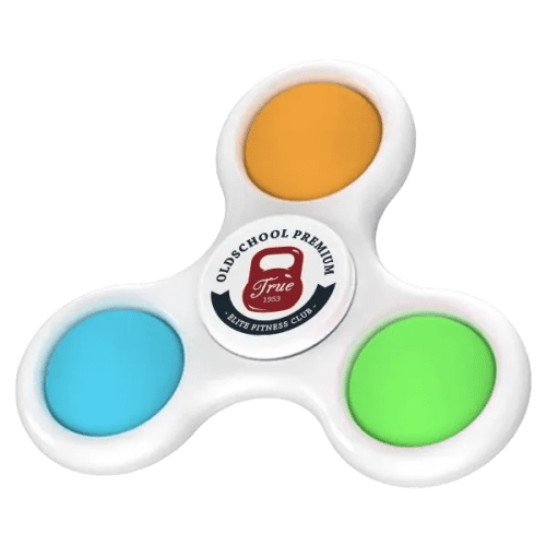 Promotional Pop It Fidget Triple Spinner in White printed with your logo from Total Merchandise