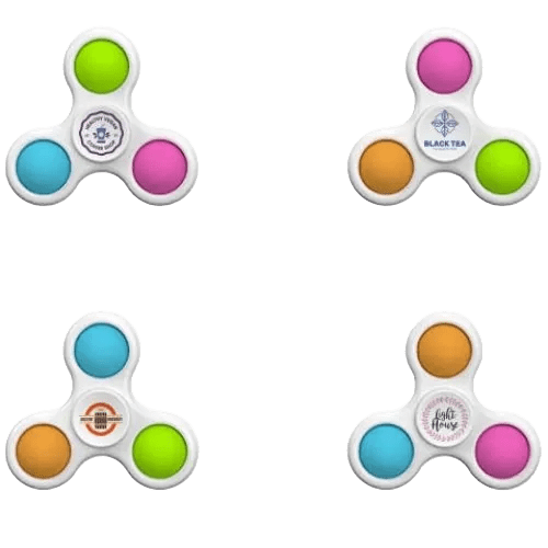Personalisable Pop It Fidget Triple Spinner in White printed with your logo from Total Merchandise
