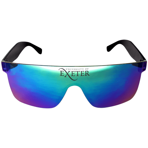 Customisable Shield Sunglasses in Black printed with your logo from Total Merchandise