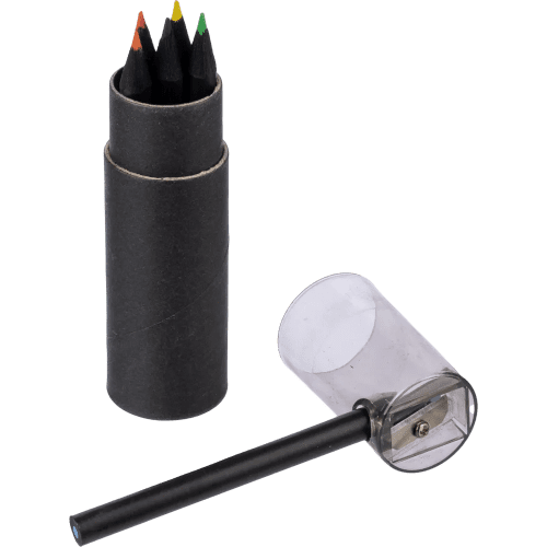 Branded Noir Recycled Colouring Pencil & Sharpener Set printed with your logo from Total Merchandise