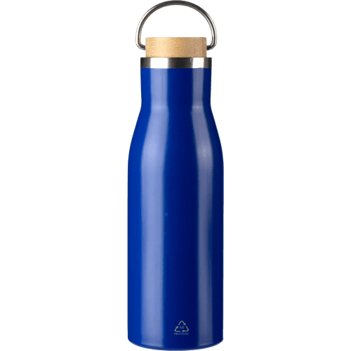 Promotional 500ml Recycled Stainless Steel Bottle in Blue with your logo from Total Merchandise