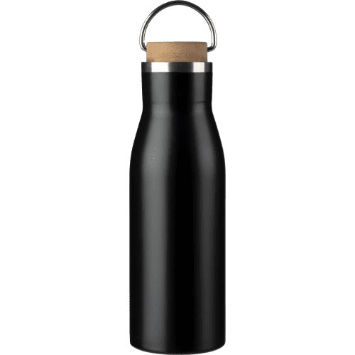 Custom Branded 500ml Recycled Stainless Steel Bottle in Black with your logo from Total Merchandise