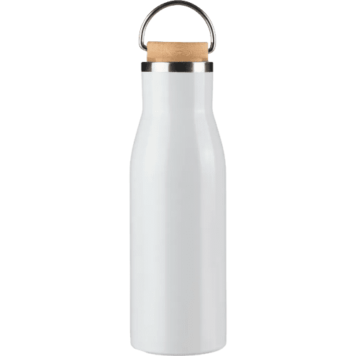 Customisable 500ml Recycled Stainless Steel Bottle in White with your logo from Total Merchandise
