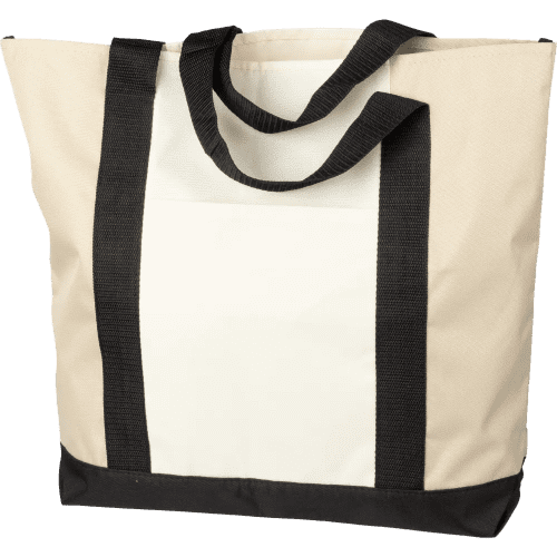 Customisable RPET Tote Bag in Beige/Black branded with your logo from Total Merchandise