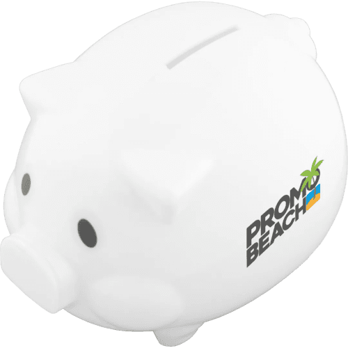 Customisable Recycled GRS Piggy Bank in Pink branded with your logo from Total Merchandise