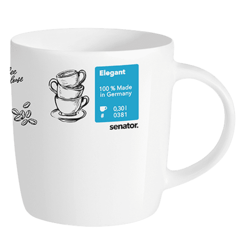Customisable Elegant Porcelain Mug in White printed with your logo from Total Merchandise