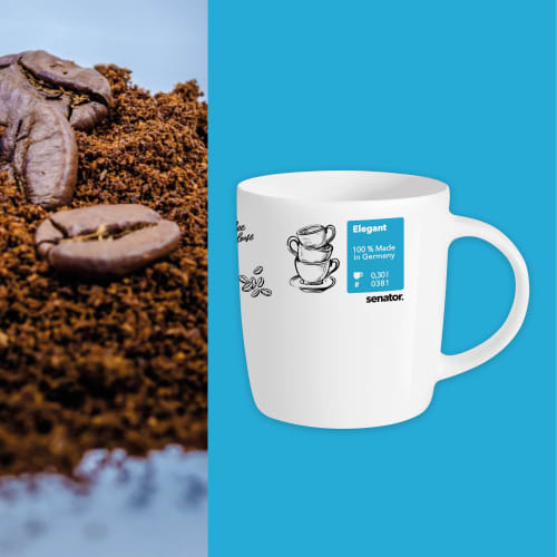 Personalised Elegant Porcelain Mug in White printed with your logo from Total Merchandise
