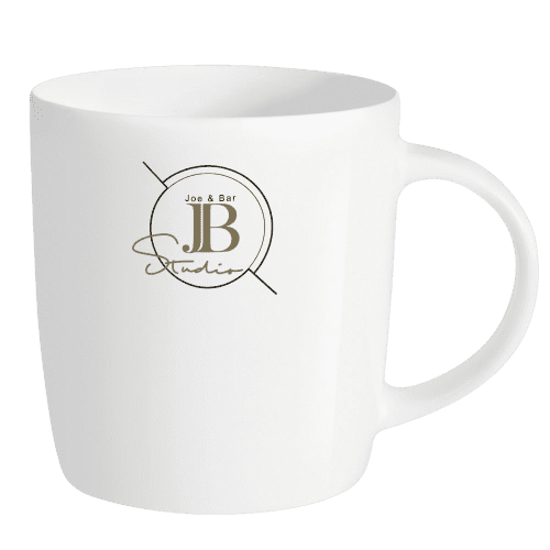 Custom Branded Elegant Porcelain Mug in White printed with your logo from Total Merchandise