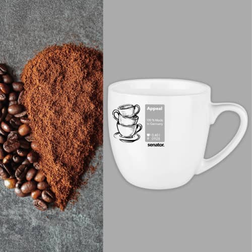 Custom Branded Appeal Porcelain Mug in White customised with your logo from Total Merchandise