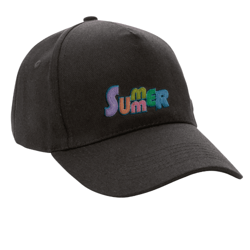 Promotional Impact 5 Panel Recycled Cotton Cap with AWARE™ Tracer in Black from Total Merchandise