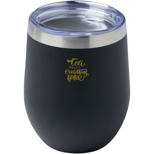 Custom Printed Corzo 350ml Recycled Stainless Steel Insulated Cup in Black from Total Merchandise