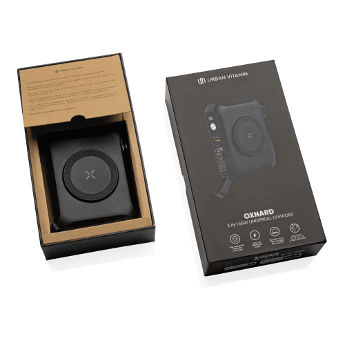 Custom Printed Urban Vitamin Oxnard 5-in-1 65W Universal Charger in Black from Total Merchandise