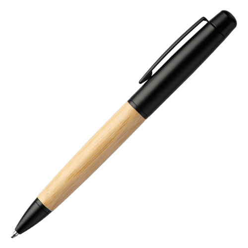 Customisable Stainless Steel Bamboo Twist Ballpen in Tube in Black from Total Merchandise