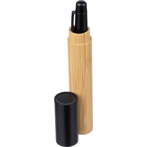 Promotional Stainless Steel Bamboo Twist Ballpen in Tube in Black from Total Merchandise