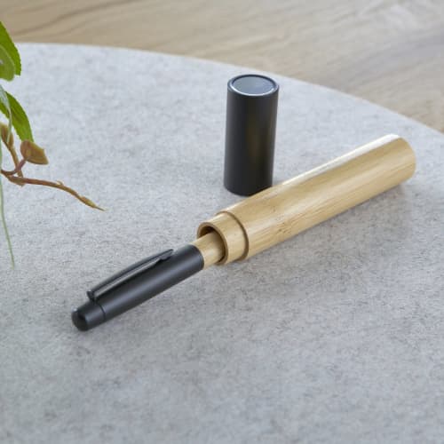 Stainless Steel Bamboo Twist Ballpen in Tube
