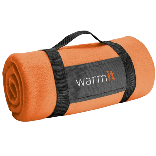 Branded Fleece Blanket with Removable Handle in Orange from Total Merchandise