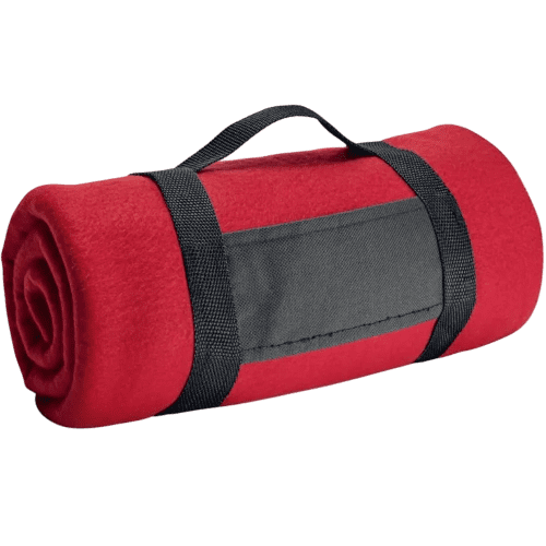 Logo branded Fleece Blanket with Removable Handle in Red from Total Merchandise