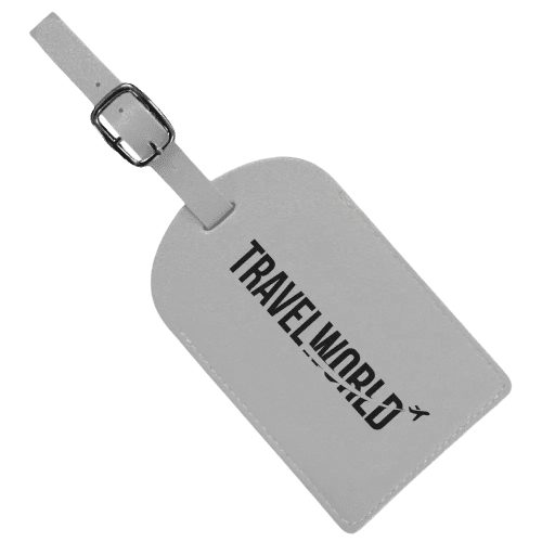 Custom Printed PU Leather Luggage Tag in Grey printed with your logo from Total Merchandise