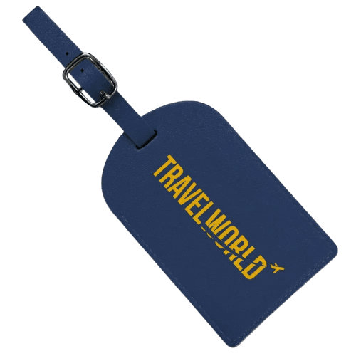 Promotional PU Leather Luggage Tag in Navy printed with your logo from Total Merchandise