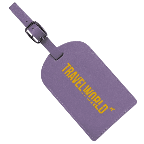 Personalisable PU Leather Luggage Tag in Purple printed with your logo from Total Merchandise
