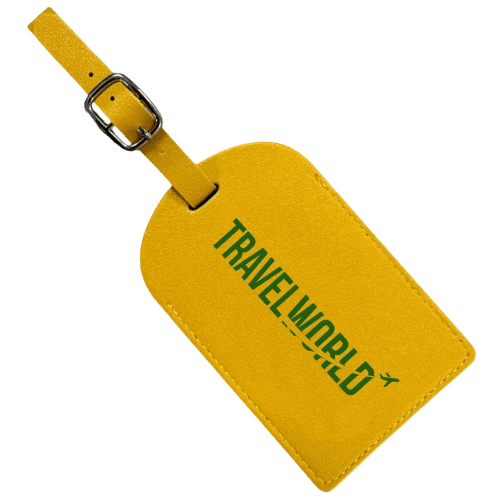 Custom Branded PU Leather Luggage Tag in Yellow printed with your logo from Total Merchandise