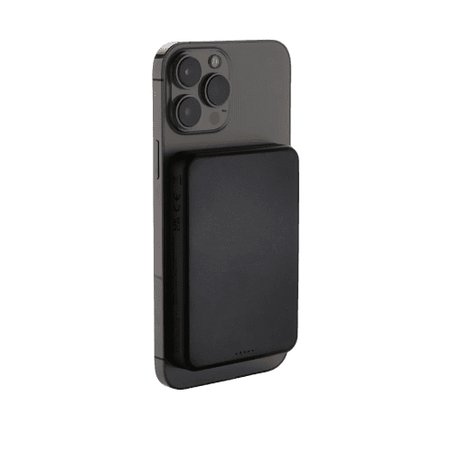 Customisable RCS Recycled Plastic 5000mAh Magnetic Powerbank in Black from Total Merchandise