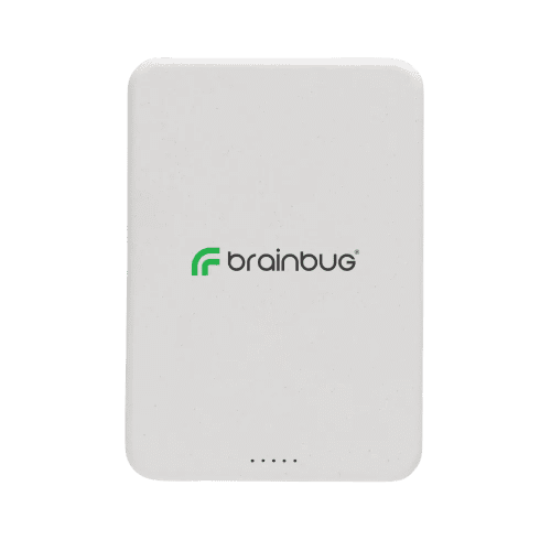 Custom Branded RCS Recycled Plastic 5000mAh Magnetic Powerbank in White from Total Merchandise