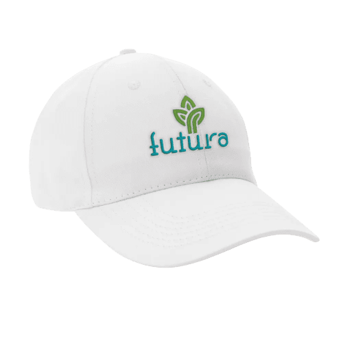 Promotional Impact 6 Panel Recycled Cotton Cap with AWARE™ Tracer in White from Total Merchandise