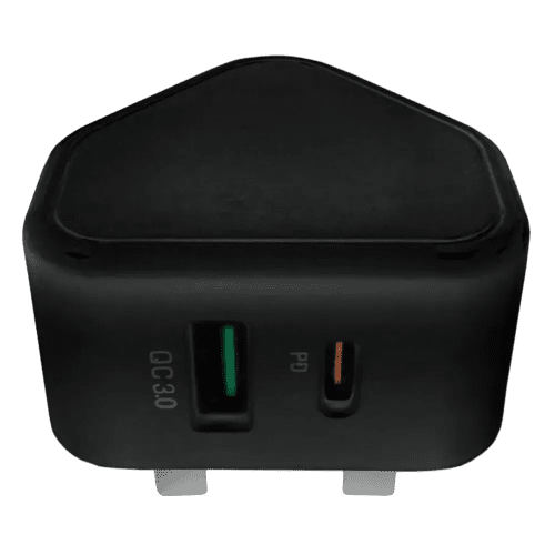 Personalisable USB & USB-C Plug in Black branded with your company logo from Total Merchandise