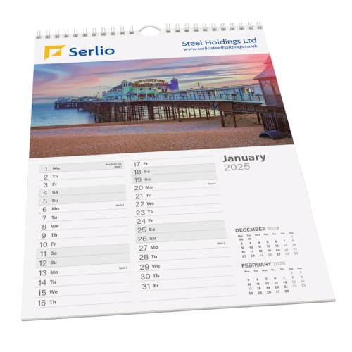 Branded A4 Smart Calendar Wall Planner List in White printed with your logo from Total Merchandise